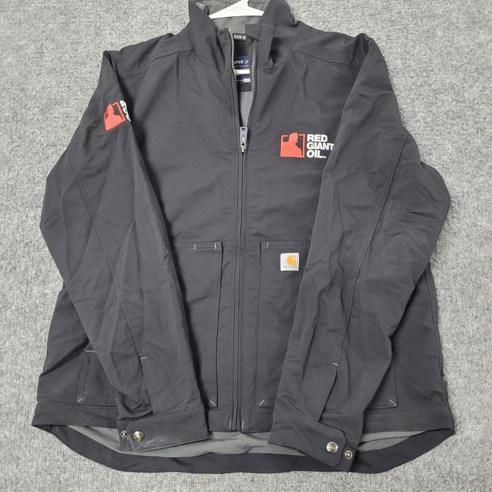 Carhartt Jacket Womens Size L Black Super Dux Relaxed Fit Red Giant Oil OJ5534-W